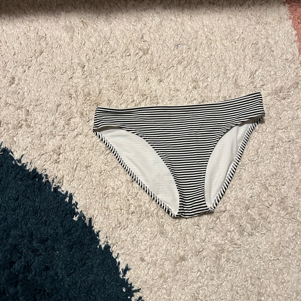 Aerie Black and White Striped Bikini Bottom